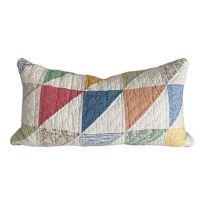 ANTIQUE Half Square Triangle Quilt Down Pillow